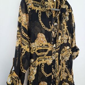 Live 4 Truth Black and Gold Chain Print Blazer